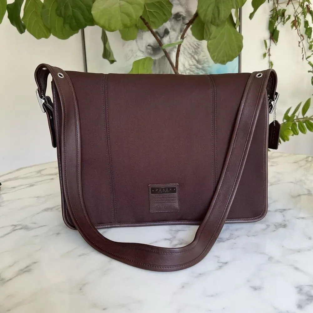 COACH Vintage Neo Mail Bag 6208 Neoprene Leather Mahogany Messenger Crossbody
